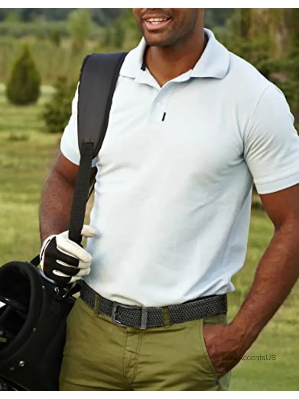 Stretch Woven Belt for Men - Golf Style, Prong Buckle, Gift Box